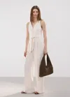 Mango Combinaison Lin Ceinture In Sand