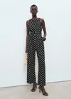 Mango Combinaison Lin Pois Avec Ceinture Noir - Femme - M -  In Multi