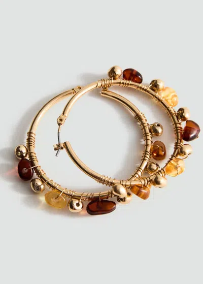 Mango Créoles Perles Combinées Or - Femme - Taille Unique -  In Gold