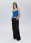 Mango Combination Top With Thin Straps In Blue