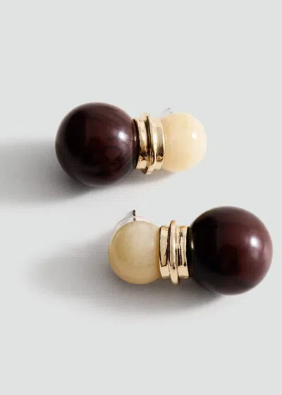 Mango Combined Bead Earrings Brown