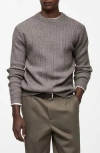 Mango Combined Cable Knit Sweater In Gray