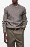 Mango Combined Cable Knit Sweater In Grey