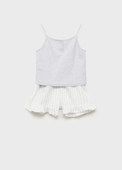 Mango Kids' Combined Cotton Pyjamas Medium Heather Grey
