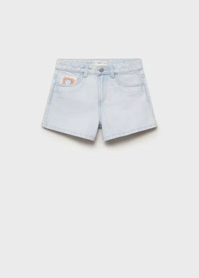 Mango Kids' Combined Crochet Shorts Light Blue