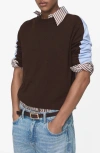 Mango Combined Design Sweater In Brown