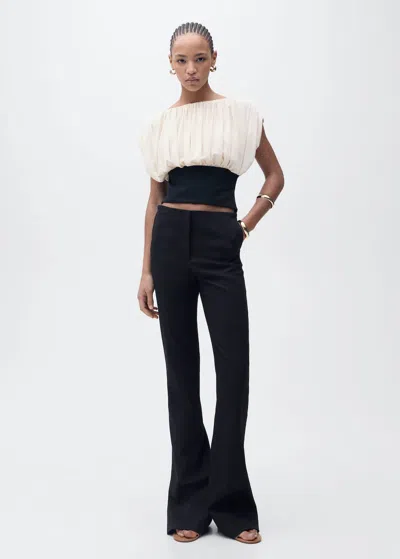 Mango Combined Draped Top Ecru