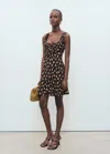 Mango Combined Dress With Gathered Neckline