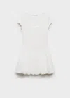 Mango Combined Dress With Puffed Hem White In White