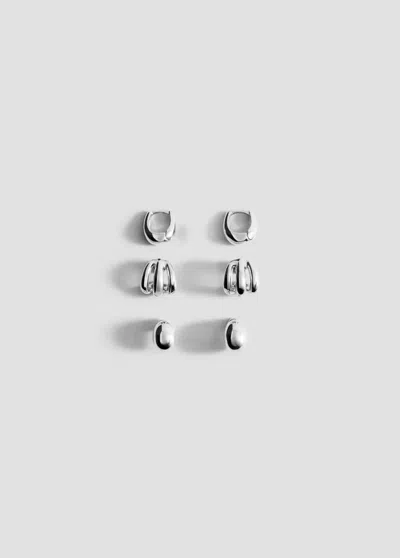 Mango Combined Earring Set In Silver