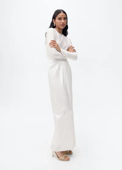 Mango Combined-fabric Long Dress Off White
