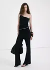 Mango Combined Knit Pants In Black
