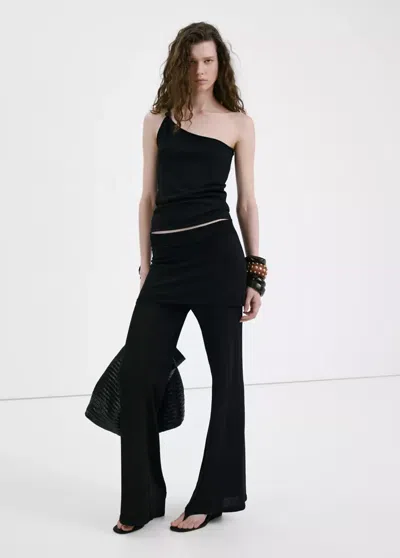 Mango Combined Knit Pants In Black