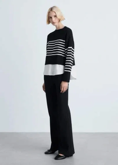 Mango Combined Knitted Sweater Black
