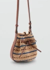 Mango Combined Natural Fibre Bag Dark Navy In Dark Navy