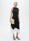 Mango Combined Pleated Dress Black In Multi