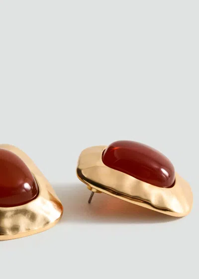 Mango Combined Resin Stone Earrings In Or