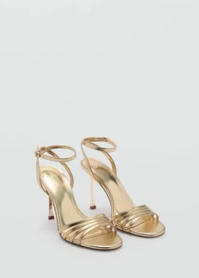 Mango Combined-strap Heeled Sandals Gold