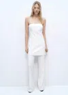 Mango Strapless Overlay Flare Jumpsuit In Ecru