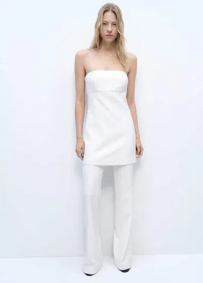 MANGO COMBINED STRAPLESS JUMPSUIT ECRU