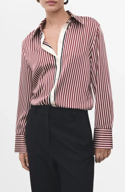 MANGO MANGO COMBINED STRIPE BUTTON-UP SHIRT