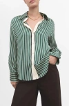 Mango Combined Stripe Button-up Shirt In Green