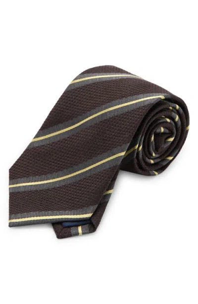 Mango Combined Stripe Tie In Brown