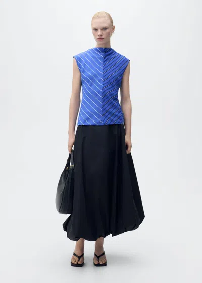 Mango Combined Striped Blouse Blue