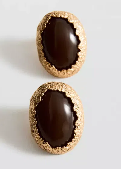 Mango Combined Textured Resin Earrings In Gold