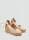 Mango Combined Tied Wedges Ecru In Sand