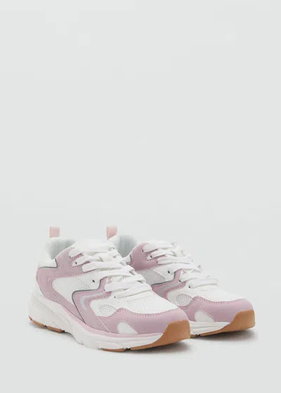 Mango Kids' Combined Trainers With Laces Pastel Pink