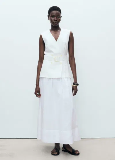 Mango Combined Woven Dress With Belt White