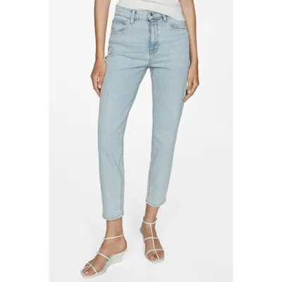 Mango Comfort High Waist Mom Jeans In Bleach Blue