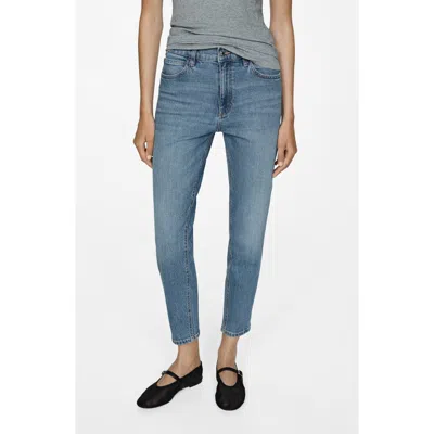 Mango Comfort High Waist Mom Jeans In Medium Blue