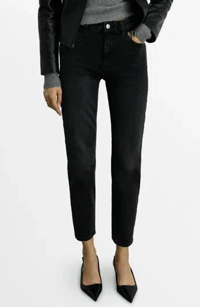 Mango Comfort High Waist Straight Leg Jeans In Black