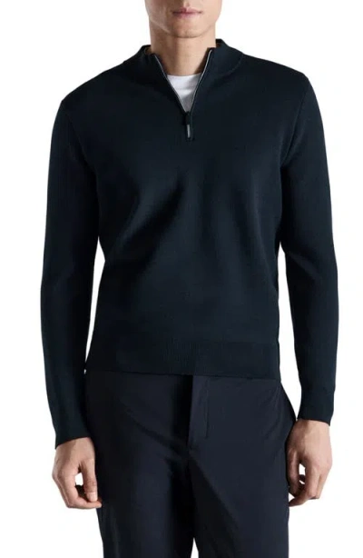 Mango Comfort Quarter Zip Sweater In Blue