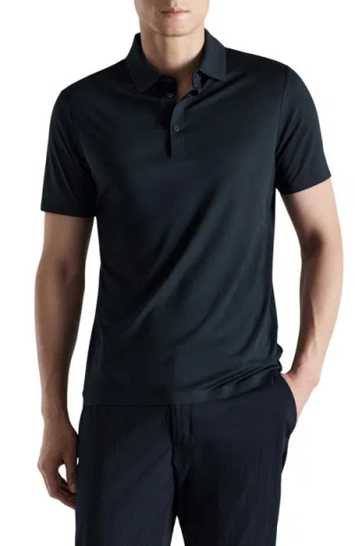 Mango Comfort Stretch Buttoned Polo Navy In Blue