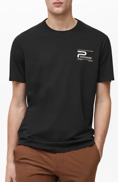 Mango Comfort Stretch Thermoregulating Graphic T-shirt In Black