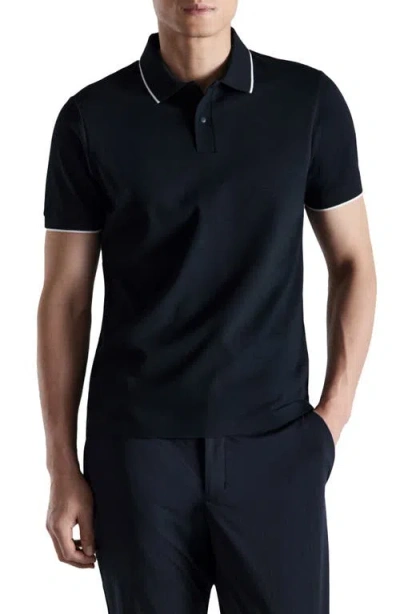 Mango Comfort Stretch Piqué Polo Navy In Blue