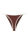Mango Contrast Binding Bikini Bottoms In Brown
