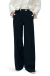 Mango Contrast Button Straight Leg Pants