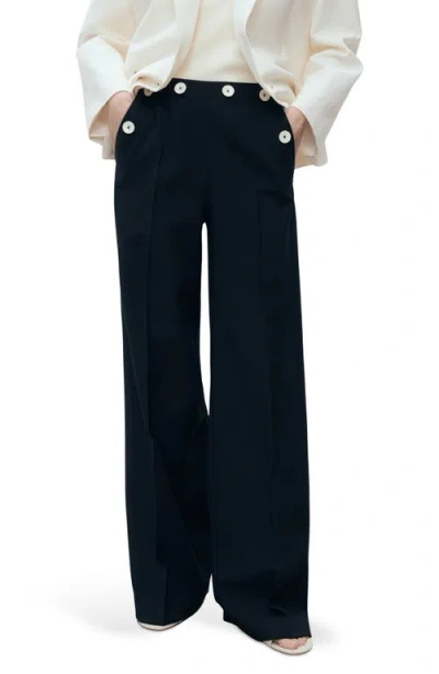Mango Contrast Button Straight Leg Pants