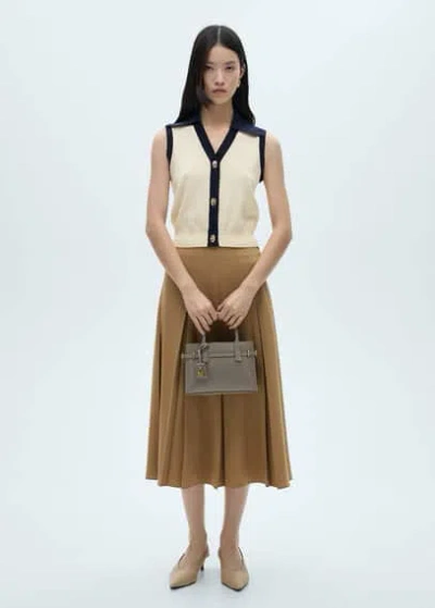 Mango Contrast Button Vest Ecru