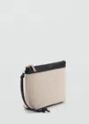 Mango Contrast Canvas Toiletry Bag Off White In Multi