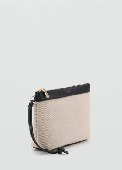 Mango Contrast Canvas Toiletry Bag Off White In Multi