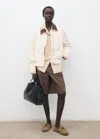 Mango Contrast Collar Denim Jacket In Brown