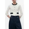 Mango Contrasting Cotton Cardigan Ecru In White