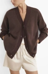 Mango Contrast Detail Cardigan In Brown