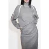 Mango Contrast Detail Turtleneck Sweater In Medium Heather Grey