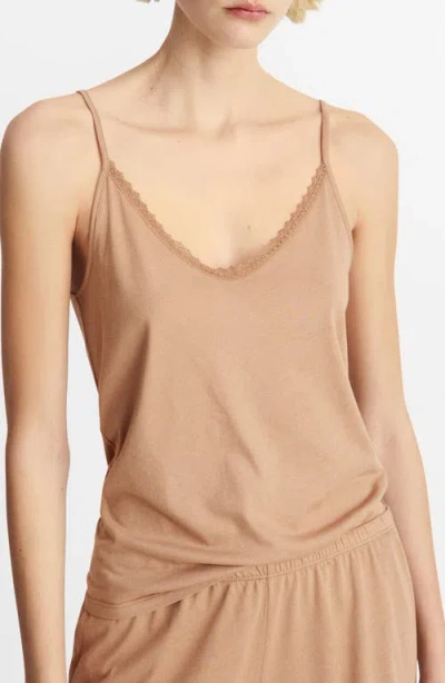 Mango Contrast Lace Sleep Camisole In Nude
